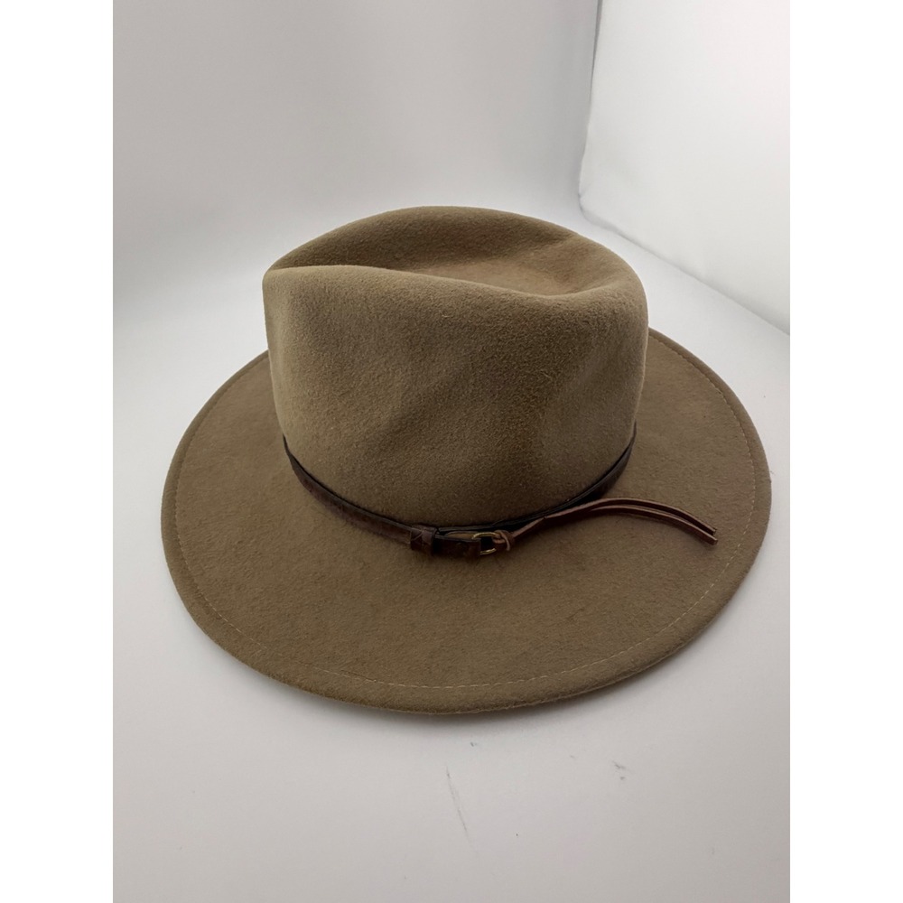 Overland Outfitters LiteFelt Wool Fedora Hat Taupe Tan Leather Band Medium - Picture 3 of 5
